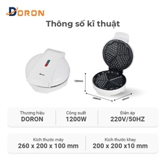 Máy làm bánh waffle đơn DORON_146 1200W nướng bánh waffle gia đình, làm nóng nhanh