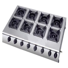 Bếp gas nấu cơm niêu, bếp gas mỳ cay 8 đầu đốt chất liệu inox, vệ sinh dễ dàng