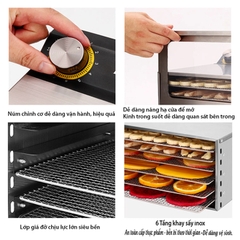Máy sấy hoa quả sấy khô, sấy thực phẩm thịt trái cây 6 khay inox
