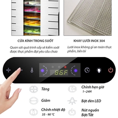 Máy sấy hoa quả, thực phẩm đa năng 18 khay inox sấy 360 độ