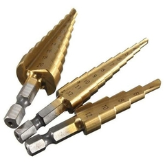 Bộ 3 mũi khoan tháp tầng bước titanium 4 - 20mm khoan sắt , tôn