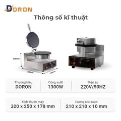 Máy làm bánh tráng công nghiệp DORON 2 mặt trơn, làm bánh quế cuộn công nghiệp