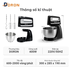 Máy đánh trứng, trộn bột để bàn DORON_145 dung tích 3.5L 400W