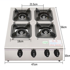 Bếp nấu mỳ cay, bếp gas mỳ cay 4 lò vuông 4 họng nấu cơm niêu, bánh xèo