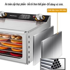 Máy sấy hoa quả sấy khô, sấy thực phẩm thịt trái cây 6 khay inox