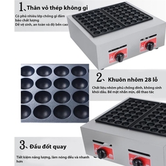 Máy làm bánh bạch tuộc takoyaki đôi dùng gas tốc độ gia nhiệt nhanh, nhiệt độ cao