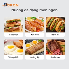 Máy kẹp nướng bánh mì hotdog đôi DORON_ 162  1400W nướng thịt, chiên trứng