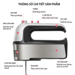 Máy đánh trứng, trộn bột SOKANY 800W kiểu dáng sang trọng, hoạt động êm ái
