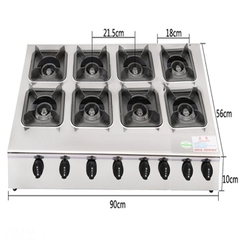 Bếp gas nấu cơm niêu, bếp gas mỳ cay 8 đầu đốt chất liệu inox, vệ sinh dễ dàng