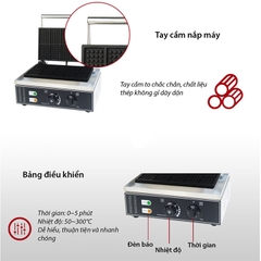 Máy làm bánh waffle, bánh tổ ong 1650W kiểm soát nhiệt độ chính xác, bánh thơm ngon