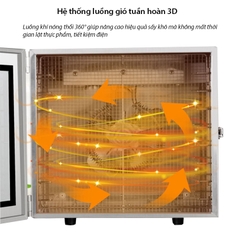 Máy sấy hoa quả thực phẩm 8 khay inox, sấy khô dẻo trái cây tiên lợi