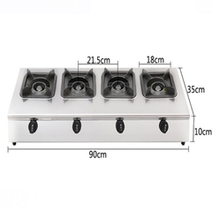 Bếp gas nấu mì cay 4 họng ngang chuyên bánh xèo, cơm niêu