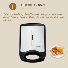 Máy nướng bánh mì sandwich, làm bánh hotdog waffle tam giác 8 bánh SOKANY