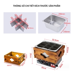 Nồi lẩu oden 9 ngăn 1800W nấu lẩu xiên que tự chọn, lẩu ly tokbokki