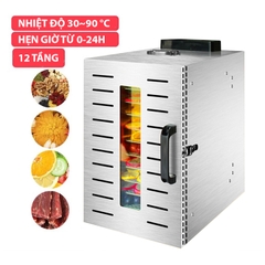 Máy sấy thực phẩm đa năng, sấy khô trái cây 12 tầng inox