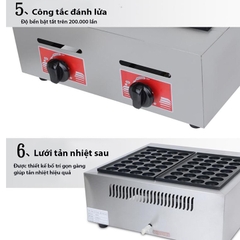 Máy làm bánh bạch tuộc takoyaki đôi dùng gas tốc độ gia nhiệt nhanh, nhiệt độ cao