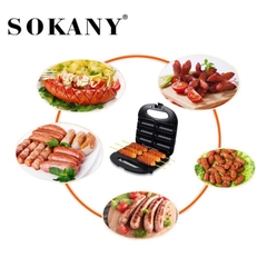 Máy nướng xúc xich SOKANY 750W gia nhiệt kép, chống dính telfon cao cấp