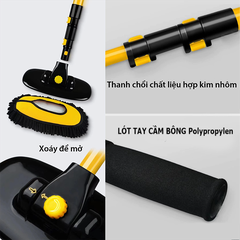 Chổi rửa xe ô tô cán dài - Chổi lau xe ô tô cán dài 3 mức gấp gọn