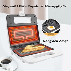 Máy nướng bánh mì DORON 750W gia nhiệt kép 2 mặt, chống dính telfon siêu bền