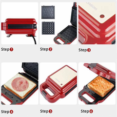 Máy nướng bánh đa năng TORSOM kèm 2 bộ khuôn waffle/sandwich