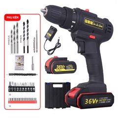 Máy khoan pin bắt vít cầm tay 36V lỗi đồng kèm full hộp phụ kiện