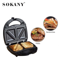 Máy ép nướng bánh mì sandwich SOKANY 750W gia nhiệt kép làm nóng nhanh