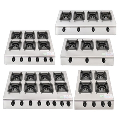 Bếp gas nấu cơm niêu, bếp gas mỳ cay 8 đầu đốt chất liệu inox, vệ sinh dễ dàng