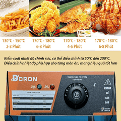 Bếp chiên nhúng điện 6L đơn DORON 2500W nhiệt độ cao, sôi cực nhanh