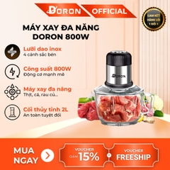 Máy xay thịt cối thủy tinh DORON_176, 800W dung tích 2l xay thịt cá, rau củ đa năng