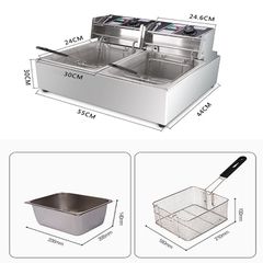 Bếp chiên nhúng điện 12L/2 ngăn điều chỉnh độc lập công suất 2500W/1 hộc