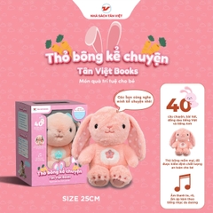 Thỏ bông kể chuyện tai hồng chấm bi - Size 25cm - Món quà trí tuệ cho bé