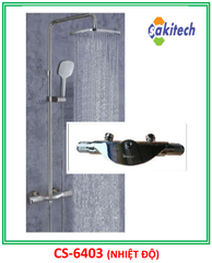 Cây sen tắm  nhiệt độ cao cấp - 6403- Đồng mạ Crom, Thân tròn , đầu Vòi xả hình bán nguyệt, Núm xoay khắc đẹp