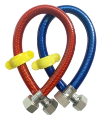 DC010-Dây cấp nước 3 lớp D15 đóng túi sợi màu xanh đỏ (EDPM+Sợi Inox+ Nhựa PVC) ỐC INOX_ 40cm