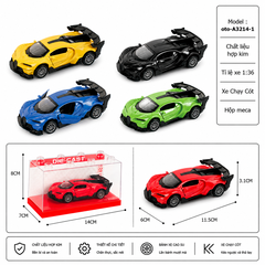 Mô Hình Xe oto bugati , tỉ lệ 1:36- Cao 3.1cm - Ngang 11.5cm - Hộp Meca . SKU : oto-A3214-1 ( VAT : 003-01-35 )