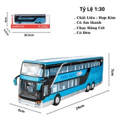 Mô Hình Xe Khách Màu xanh tỉ lệ 1:30 Hợp kim - bánh sau chạy cót - Dài 24cm - rộng 5cm - cao 7cm - nặng : 500gram - FULL BOX : box màu SKU : oto477a- K69-T5-S4