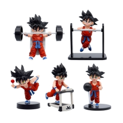 Mô Hình DragonBall bộ 5 goku tập thể dục siêu dễ thương cao 12cm - Figure DragonBall - No Box -  N1-K42-T2-S2