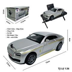 Mô Hình Xe roll royce xám tỉ lệ 1:36 Hợp kim có thể mở cửa - bánh sau chạy cót - Dài 12.5cm - rộng 5.5cm - cao 4cm - nặng : 300gram - FULL BOX : box màu SKU : oto529b - K52-T3-S2