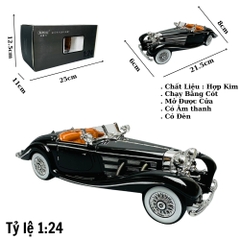 Mô Hình Xe cổ đen 1:24 Hợp kim có thể mở cửa - bánh sau chạy cót - Có tiếng - đèn pha sáng - Dài 21.5cm - rộng 8cm - cao 6cm - nặng ~ 1000gram - FULL BOX : box màu SKU : oto144 - ( VAT : 003-01-180 ) - K65-T5-S2
