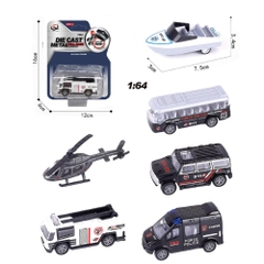 Mô Hình Bộ 6 Xe Oto Cano Trực Thăng hợp kim , tỉ lệ 1:64 - Dài 7.5cm - rộng 3cm - cao 3.4cm- SKU : oto-QZ614-G - ( Vat : 23711-1.56580-1 )
