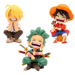 Mô Hình OnePiece Bộ 3 Luffy - Zoro - Sanji AI ChiBi - Cao 13cm - nặng 200gram - Figure OnePiece - Có hộp màu - N3-K38-T2-S1