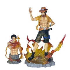 Mô Hình OnePiece Ace dáng đứng + bán thân - cao 26.5cm - nặng 422gram - Figure One Piece - Hộp Màu -  N1-K53-T5-S2