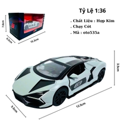 Mô Hình Xe Đua Xám Đen tỉ lệ 1:36 Hợp kim có thể mở cửa - bánh sau chạy cót - Dài 12.5cm - rộng 5.5cm - cao 3.5cm - nặng : 300gram - FULL BOX : box màu SKU : oto535a - K53-T2-S7