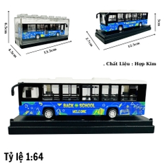 Mô Hình xe khách back school xanh dương 1:64 Hợp kim - Dài 12.5cm - Cao 5cm - Rộng : 4.5cm - nặng : 300gram - Hộp Nhựa Trong SKU : oto467b - ( VAT : 003-01-20 )