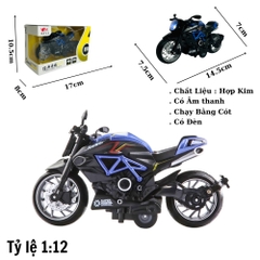 Mô Hình xe Motor Kaiser đen xanh tỉ lệ 1:12 Hợp kim có thể mở cửa - bánh sau chạy cót - Dài 14.5cm - cao 7cm - nặng 500gram - Figure Oto - FULL BOX : box màu - SKU : oto411 -( Vat : DC007 )