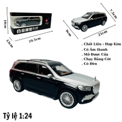 Mô Hình Xe Mẹc GLS đen 1:24 Hợp kim có thể mở cửa - bánh sau chạy cót - Có tiếng - đèn pha sáng - Dài 21cm - rộng 9cm - cao 7.5cm - nặng ~ 1000gram - FULL BOX : box màu SKU : oto139