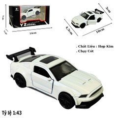 Mô Hình Xe Ford Mustang trắng , tỉ lệ 1:43 Hợp kim có thể mở cửa - bánh sau chạy cót - Dài 10cm - rộng 4.5cm - cao 3cm - nặng : 200gram - FULL BOX : box màu SKU : oto500 - K70-T1-S6