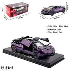 Mô Hình Xe Pagani Huayra tỉ lệ 1:43 Hợp kim có thể mở cửa - bánh sau chạy cót - Dài 10.5cm  - rộng 4.5cm - cao 2.6cm - FULL BOX : box màu SKU : oto552a - (VAT: 003-01-35) - K54-T2-S4