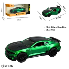 Mô Hình Xe Chevrolet Đen Xanh Lá tỉ lệ 1:36 Hợp kim có thể mở cửa - bánh sau chạy cót - Dài 11cm - rộng 5cm - cao 4cm - nặng : 300gram - FULL BOX : box màu SKU : oto503 - K68-T1-S4