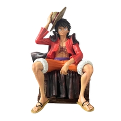 Bản Cao Cấp - Mô Hình OnePiece Luffy áo choàng ngồi thùng + tay thay thế - Cao 18cm - Nặng 600gram , Figure OnePiece - Full Box - N1-K38-T3-S2