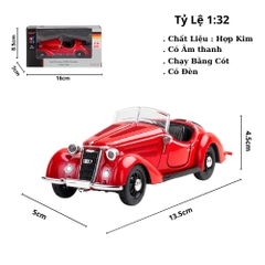 Mô Hình Xe wanderer w25k roadster Đỏ tỉ lệ 1:32 Hợp kim có thể mở cửa - bánh sau chạy cót - Dài 13.5cm- rộng 5cm - cao 4.5cm - nặng : 139gram - FULL BOX : box màu SKU : oto481a - K70-T2-S2